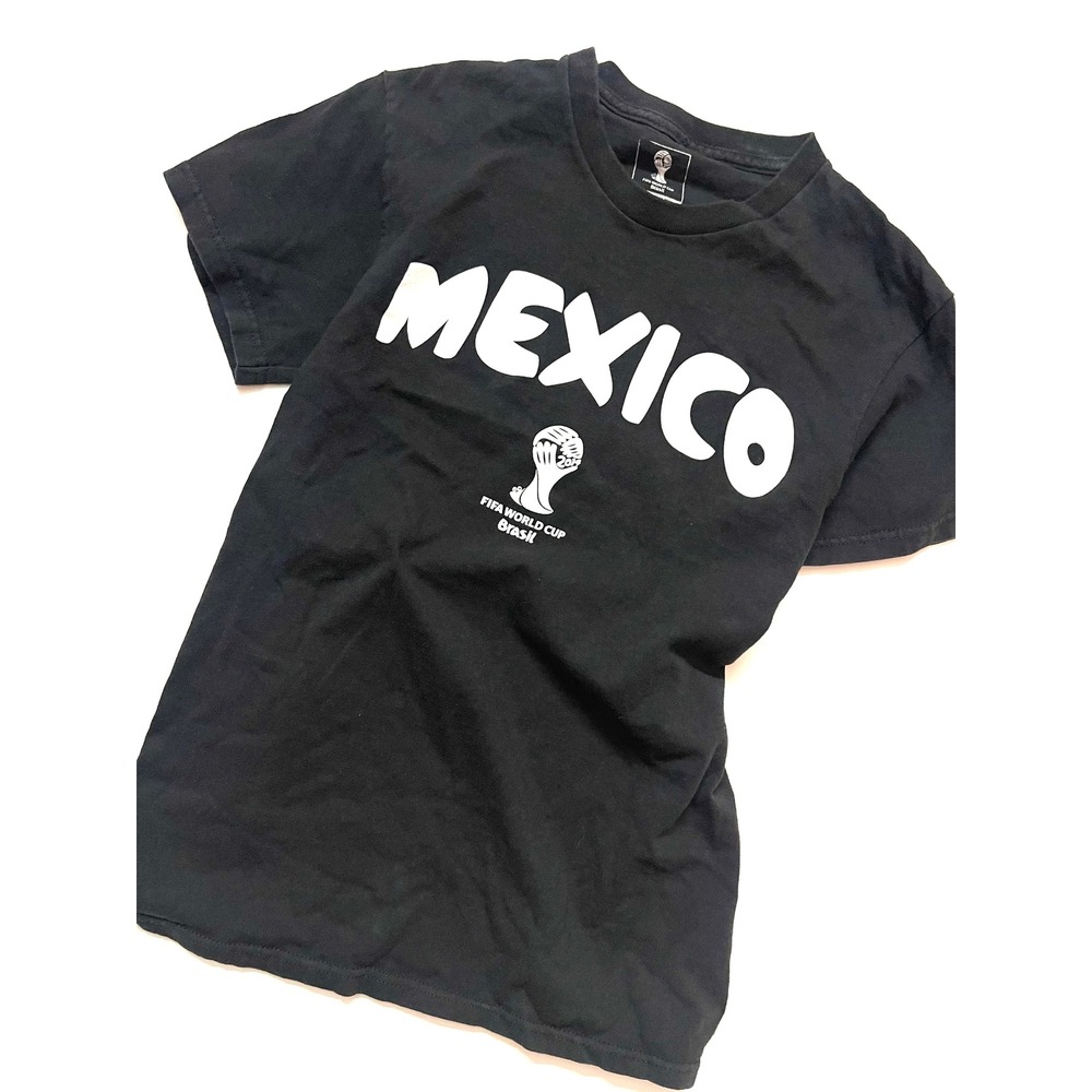 FIFA World Cup 2014 Mexico Soccer T-Shirt Black Small Brazil Futbol Vintage